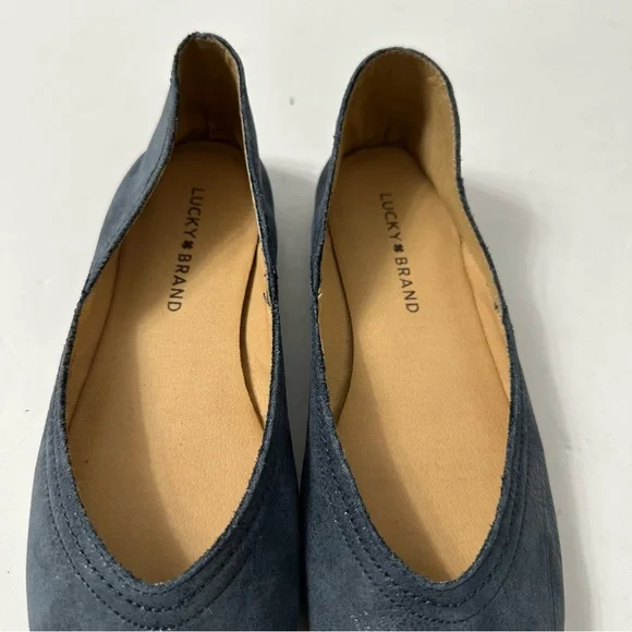 Lucky Brand Ballet Flats Square Toe Preppy Ballerina Shoes Blue Slip On 7.5 - Picture 7 of 8
